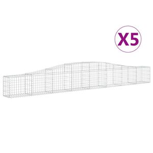 vidaXL Gabionen mit Hochbogen 5 Stk. 400x30x40/60 cm Verzinktes Eisen