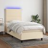 vidaXL Boxspringbett mit Matratze & LED Creme 90x200 cm Stoff