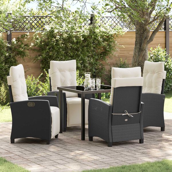 vidaXL Garten Essgruppe mit Kissen 5 pcs Schwarz Poly-Rattan