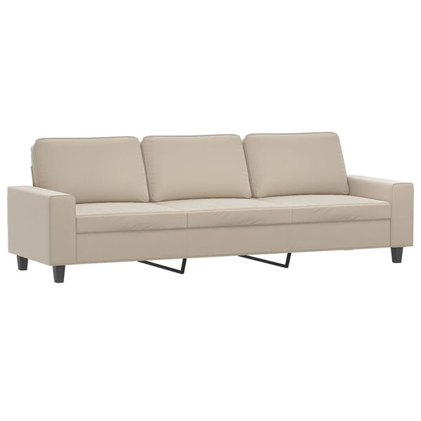 vidaXL 3-Sitzer-Sofa mit Hocker Creme 210 cm Mikrofasergewebe