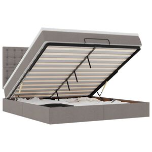 vidaXL Ottoman-Bett mit Matratze & LEDs Taupe 160x200 cm Stoff