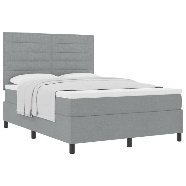 vidaXL Boxspringbett mit Matratze Hellgrau 160 x 200 cm Stoff