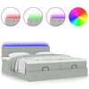 vidaXL Ottoman-Bett mit Matratzen & LEDs Hellgrau 200x200 cm Samt