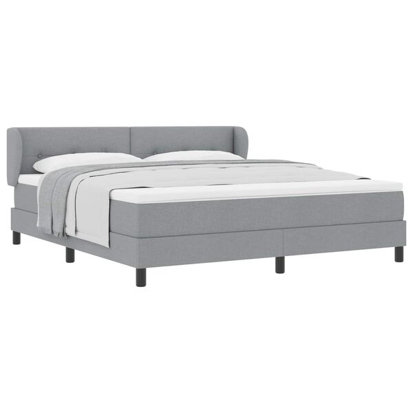 vidaXL Boxspringbett mit Matratze Hellgrau 180 x 200 cm Stoff