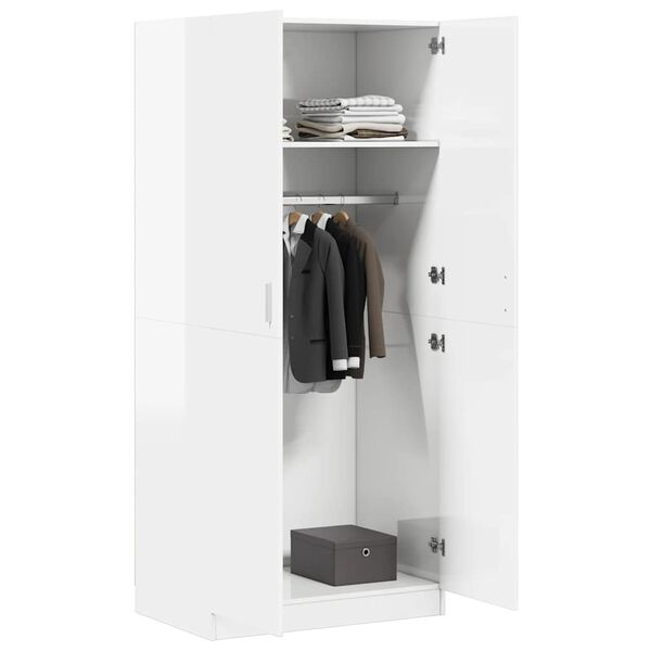 vidaXL Kleiderschrank Hochglanz-Wei&szlig; 80x52x180 cm Holzwerkstoff