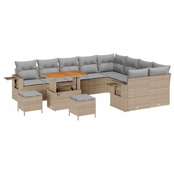 vidaXL Gartensofa-set 12 pcs Beige Poly-Rattan