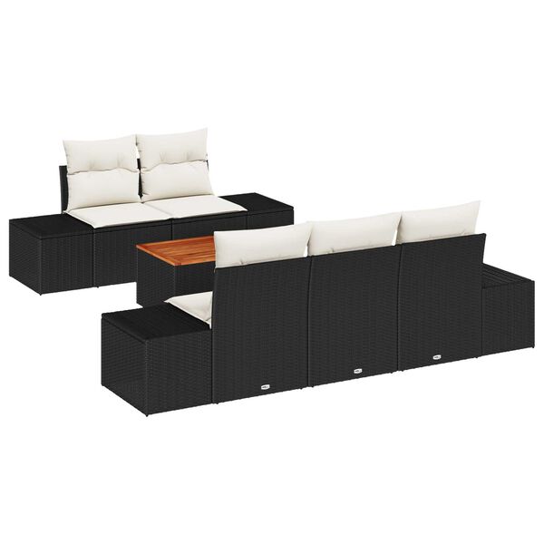 vidaXL Gartensofa-set mit Kissen 6 pcs Schwarz Poly-Rattan