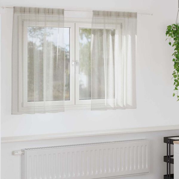 vidaXL Voile-Vorhang mit Vorh&auml;ngen 2 pcs Creme 140 x 140 cm Polyester