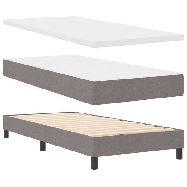 vidaXL Boxspringbett mit Matratze mit Kopfteil Taupe 90 x 190 cm Stoff