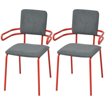 vidaXL Esszimmerstühle 2 Stk. Rot und Grau Stoff