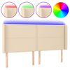 vidaXL LED Kopfteil Creme 183x16x118/128 cm Stoff