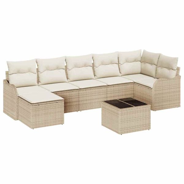vidaXL Gartensofa-set Beige Poly-Rattan