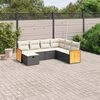 vidaXL 7-tlg. Garten-Sofagarnitur mit Kissen Schwarz Poly Rattan