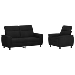 vidaXL Sofa-Set 2 pcs Schwarz Stoff