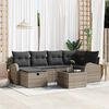 vidaXL Garten-Sofa-Set mit Kissen mit Speicher 7 pcs Grau Poly Rattan