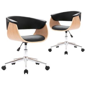 vidaXL Esszimmerst&uuml;hle 2 Stk. Drehbar Schwarz Kunstleder