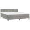 vidaXL Boxspringbett mit Matratze & LED Hellgrau 160x200 cm Samt
