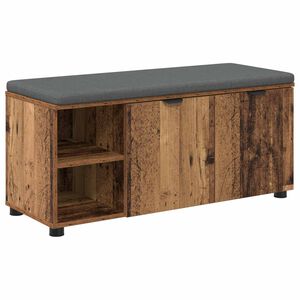 vidaXL Flurbank mit Kissen mit Regal mit T&uuml;r Altholz 100 x 38 x 46 cm