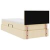 vidaXL Bett mit Stauraum und LED mit Matratze Creme 90 x 200 cm Stoff