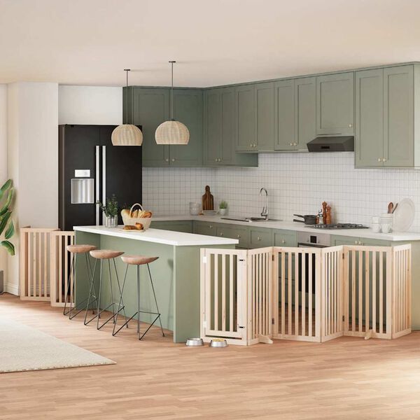 vidaXL 12-tlg. Hundetor mit T&uuml;r Faltbar 600 cm Pappelholz