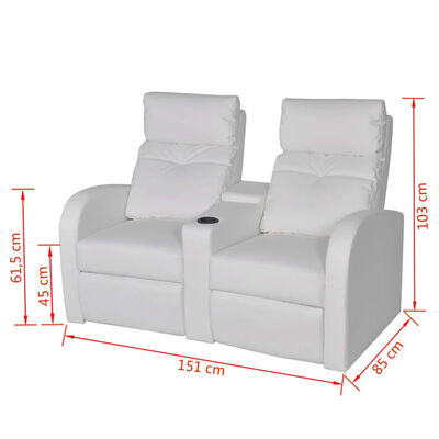 vidaXL Relaxsessel 2-Sitzer mit LED Kunstleder Weiß