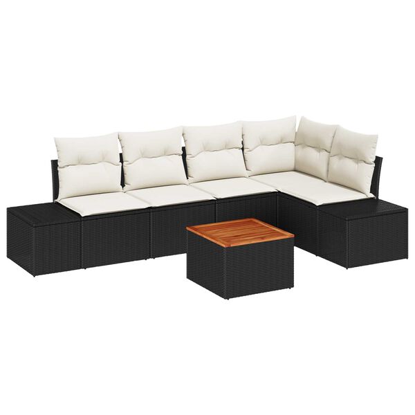 vidaXL Gartensofa-set mit Speicher 6 pcs Schwarz und Creme Poly-Rattan