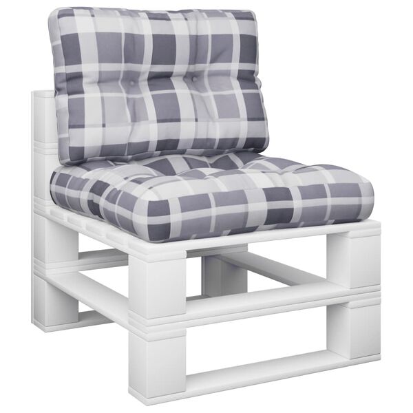 vidaXL Palettenkissen 2 Stk. Grau Karomuster Stoff