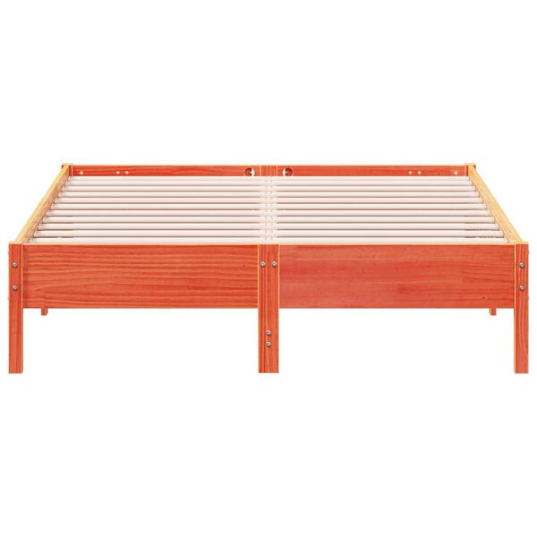 vidaXL Massivholzbett ohne Matratze Wachsbraun 140x200 cm Kiefernholz