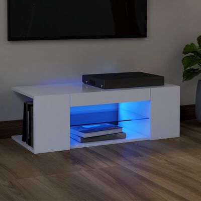 vidaXL TV-Schrank mit LED-Leuchten Weiß 90x39x30 cm
