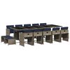 vidaXL 15-teiliges Garten-Ess-Set mit Kissen, grau, Polyrattan