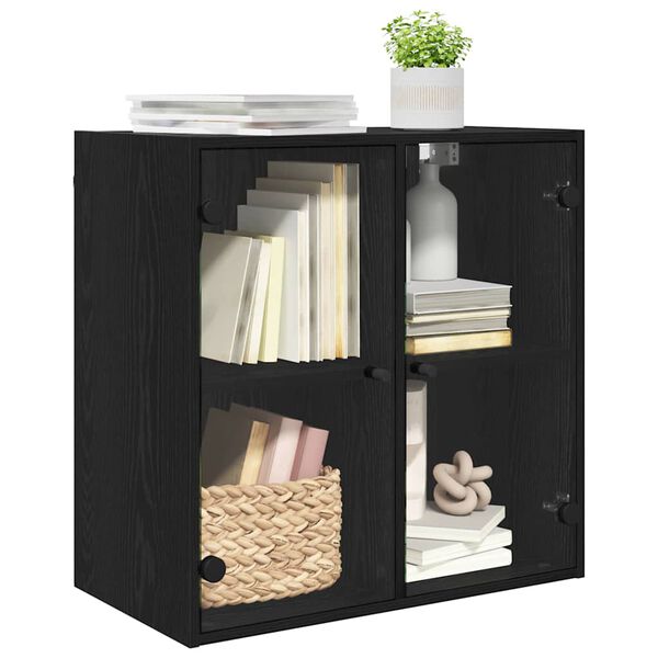 vidaXL Wandschrank Wandmontiert Schwarz Eichen-Optik 68 x 37 x 68,5 cm
