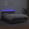 vidaXL Boxspringbett mit Matratze & LED Grau 140x190 cm Kunstleder