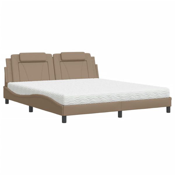 vidaXL Bett "Viana" mit Matratze Cappuccino-Braun 180x200 cm Kunstleder