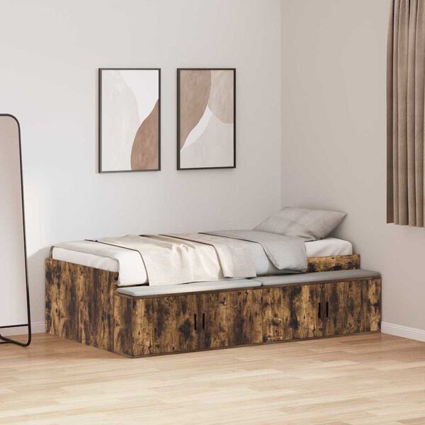 vidaXL Bettrahmen Geräucherte Eiche 70 x 190 cm Holzwerkstoff