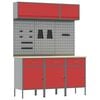 vidaXL Arbeitsschrankset mit Schubladen mit Speicher 8 pcs Rot