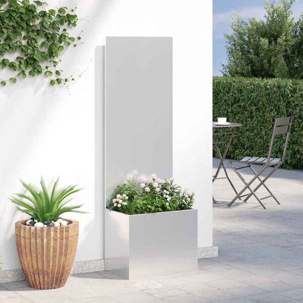 vidaXL Garten Sichtschutz-Leinwand Silber 50 x 140 cm Verzinkter Stahl