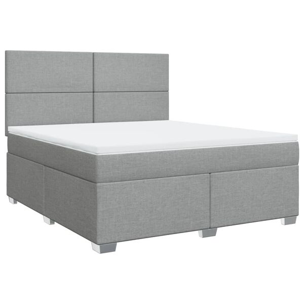vidaXL Boxspringbett mit Matratze Hellgrau 180x200 cm Stoff