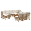 vidaXL Outdoor-Sofagarnitur 11 pcs Nat&uuml;rlich und Cremwei&szlig; Polyester