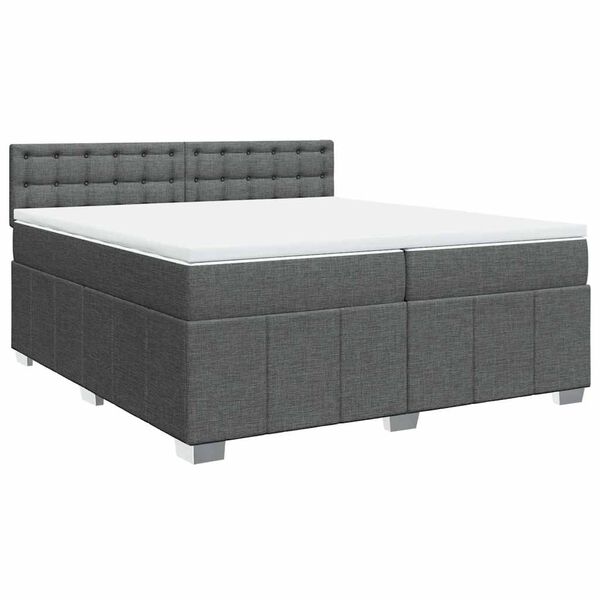 vidaXL Boxspringbett mit Matratze Dunkelgrau 200x200 cm Stoff