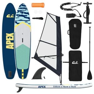 vidaXL Aufblasbares SUP-Board mit Segel APEX 330 x 76 x 15 cm Blau f&uuml;r