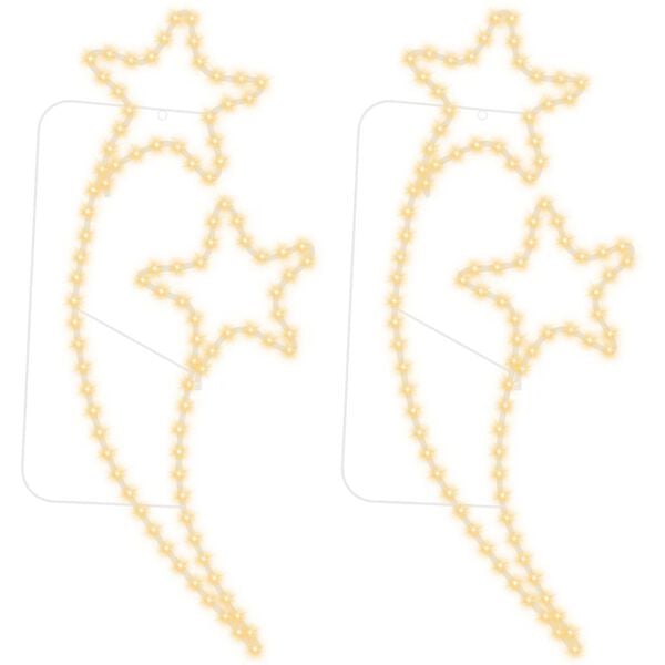 vidaXL Lichterketten 2 Stk. Sternf&ouml;rmig Warmwei&szlig; 125,5x53x4,5 cm