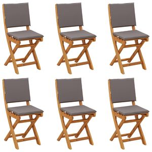 vidaXL Au&szlig;en Bistro-St&uuml;hle mit Kissen 6 pcs Dunkelgrau 38 x 46 x 85 cm