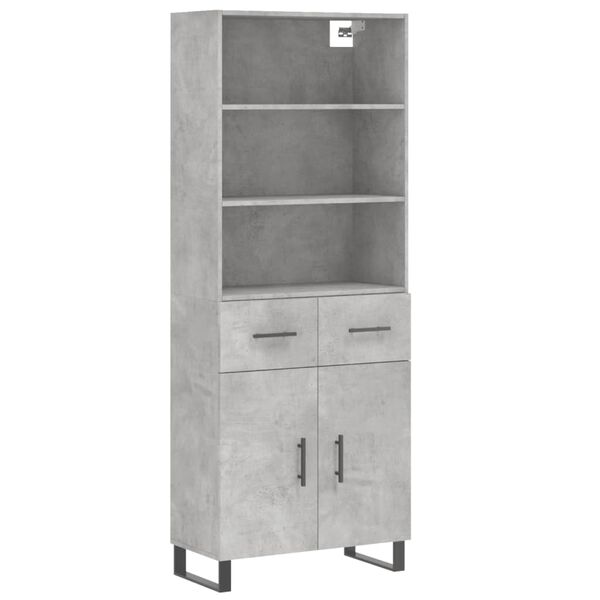 vidaXL Highboard Betongrau 69,5x34x180 cm Holzwerkstoff