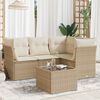 vidaXL 5-tlg. Garten-Sofagarnitur mit Kissen Beige Poly Rattan