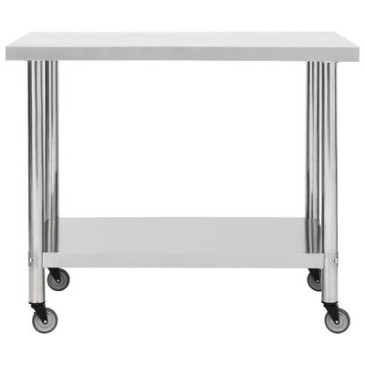 vidaXL Küchen-Arbeitstisch mit Rollen 80x60x85 cm Edelstahl