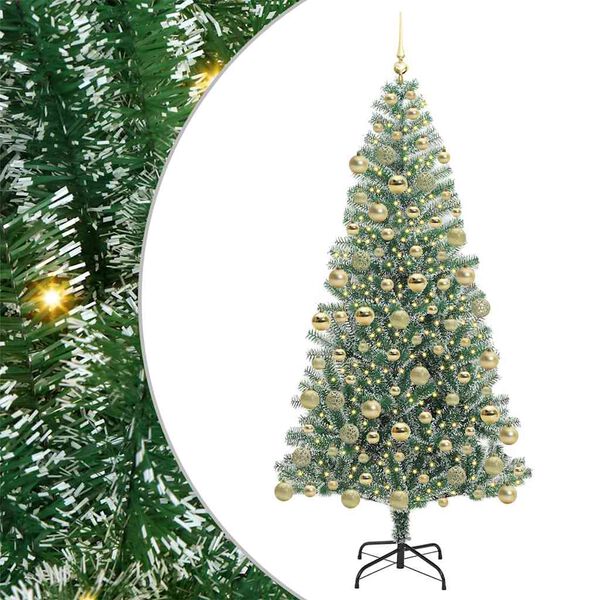 vidaXL K&uuml;nstlicher Weihnachtsbaum beschneit mit LED Licht 180 cm
