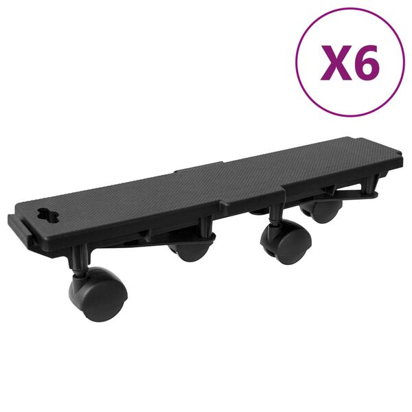 vidaXL Transportroller mit 4 Rollen 6 Stk. Schwarz Polypropylen 170 kg