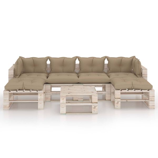 vidaXL 7-tlg. Garten-Lounge-Set aus Paletten mit Kissen Kiefernholz