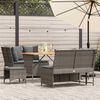 vidaXL 5-tlg. Garten-Sofagarnitur mit Kissen Grau Poly Rattan