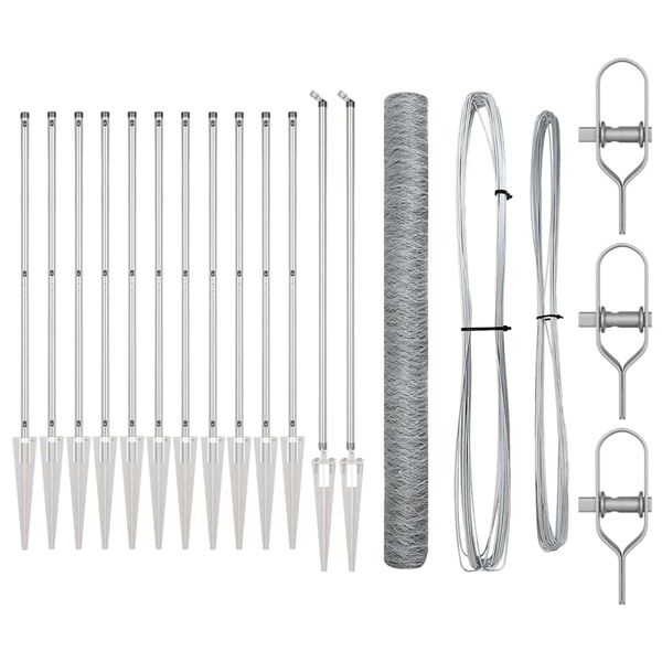 vidaXL Zaunpfosten Silber 25 x 1,6 m (36 mm Mesh) Stahl